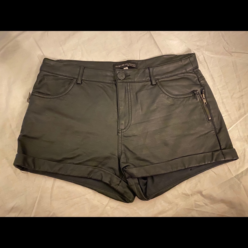 Leather Black shorts